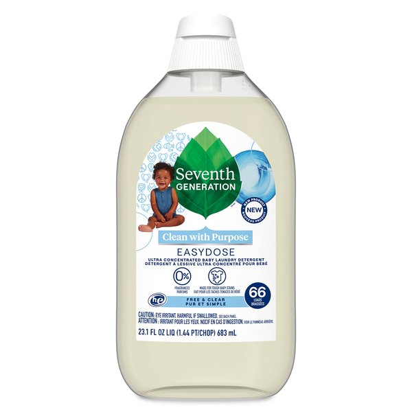 Seventh Generation Baby Easy Dose Laundry Detergent Ultra Concentrated Free and Clear Washing Detergent 23 oz