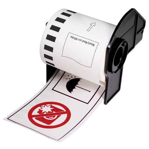 BETCKEY - Black/Red on White Continuous Labels Replace for Brother DK-2251 (2-3/7" x 50'), Use with Brother QL-800, QL-810W, QL-820NWB Printers [2 Rolls]