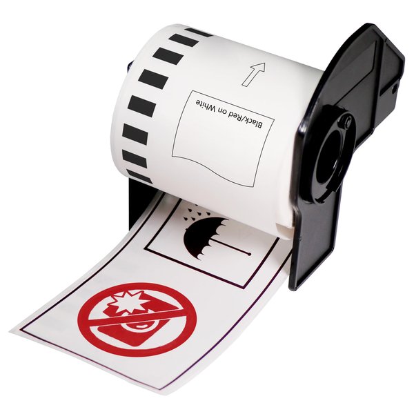 BETCKEY - Black/Red on White Continuous Labels Replace for Brother DK-2251 (2-3/7" x 50'), Use with Brother QL-800, QL-810W, QL-820NWB Printers [2 Rolls]