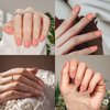 Frinail Fake Nails Press on Short Square Glue on Nails, 24PCS Pink False Nails, Gel Manicure Nails Press ons Glossy Acrylic Stick on Nail Kit with Adhesive Nail Tabs Jelly Glue
