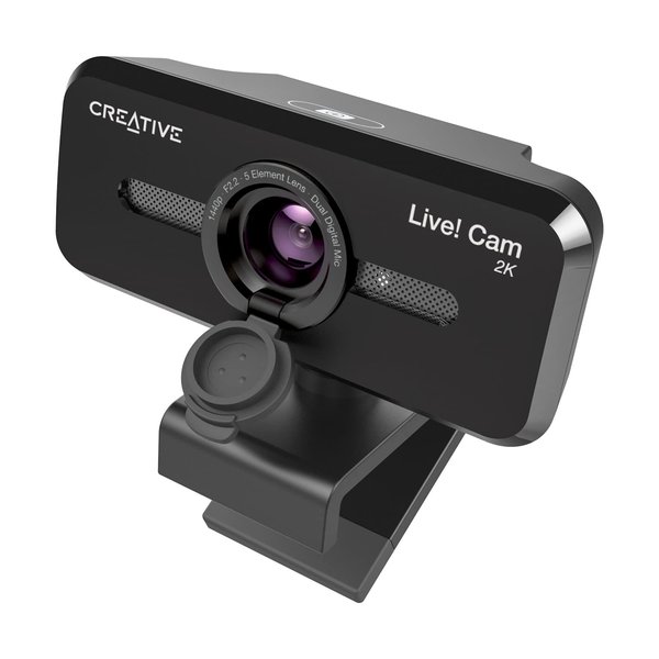 Creative Live! Cam Sync V3 2K QHD USB Webcam with 4X Digital Zoom (4 Zoom Modes from Wide Angle to Narrow Portrait View), Privacy Lens, 2 Mics, for PC and Mac… (Renewed)