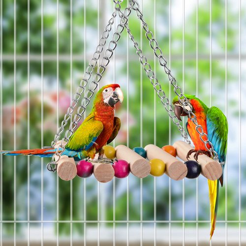 Parrot Toys Swing Hanging,18 Pieces Bird Cage Accessories Toy Perch Ladder Chewing Hammock for Parakeets,Cockatiels,Lovebirds,Conures,Budgie,Macaws,Lovebirds,Finches and Other Small Pets