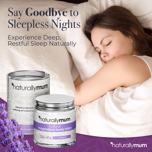 NaturallyMum - Magnesium Body Lotion [Natural & Vegan] - Topical Magnesium Cream Lotion Support for Sleep, Bone, Heart & Muscle Health - Lavender - Made in UK & Safe for Kids