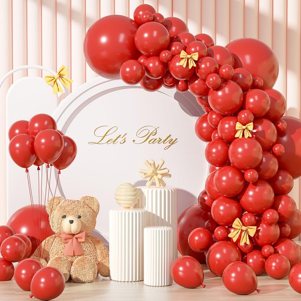 135pcs Bright Red Balloons Different Sizes 18" 12" 10" 5" Latex Balloon Garland Arch Kit for Birthday Baby Shower Wedding Anniversary Graduation Party Decorations (11-Bright Red)