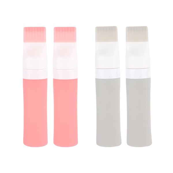 PEUTIER 4-pack of 2.8oz Soft Silicone Hair Root Comb Applicator Bottles for Hair Oil, Hair Dye, Hair Oiling, Scalp Oil Application with Brush (Pink & Grey)
