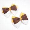 Happy Fall Ribbon Hair Bow Clips 3.5" for Girls, Cute Handmade Alligator Barrettes Hairpins Kids Thanksgiving Day Party Dress Outfit Decoration Accessories gift（white，yellow，brown)