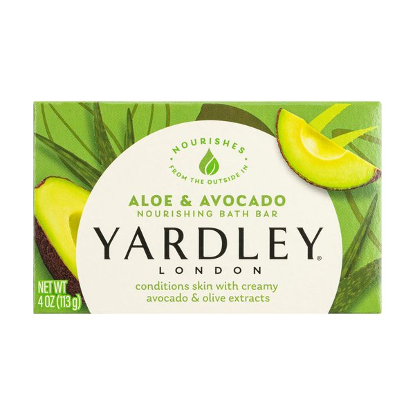 Yardley London Aloe & Avocado Naturally Moisturizing Bath Bar, Botanical Aloe & Avocado, 4 Ounce