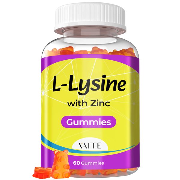 L-Lysine 1000mg with Zinc Gummies - Vitamins for Adults Tissue Health & Vegan Lysine Supplement Immune Support, Supports Skin, Lip, Gluten Free, Non-GMO, Amino Acid Supplements, 60 Gummy