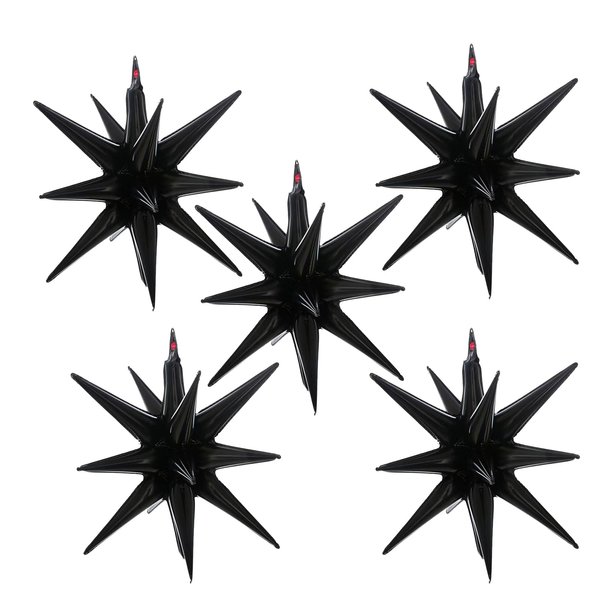 GLASNES 5 Pcs Black Star Balloons Black Starburst Cone Point Star Balloons for Party Supplies Backdrop, Birthday Party, Baby Shower, Opening Ceremony, Wedding Decoration Supplies