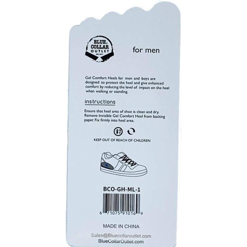 Blue Collar Heel Cushion Cups, Foot Care Pain Relief for Women and Men (US Mens 10 to 13)