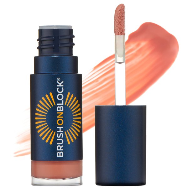 Brush On Block Sun Protection Lip Oil, Broad Protection Hydrating SPF 30 Sunscreen, Coral (Warm Pink)