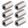 TOPPROS Pack of 6 M8 X 1.25-Pitch 24mm Length Metric Hex Coupling Nut 304 Stainless Steel Rod Coupling Nuts