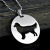 Stainless Steel Golden Retriever Silhouette Pet Dog ID Tag Breed Collar Charm Pendant Necklace