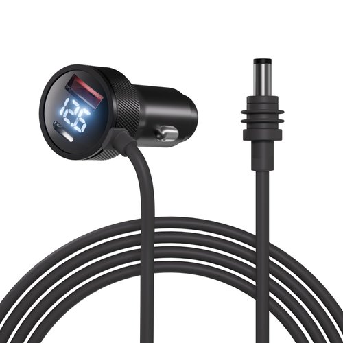3-in-1 Power Cable for Starlink Mini with Digital Display DC 100W+ Car Charger, 10FT 12V-24V Cigarette Lighter Adapter, LED Voltage Monitor, USB & Type-C Ports Round