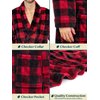 Mens Fleece Plaid Robe - Soft, Warm, Long Bathrobe with Shawl Collar and Pockets