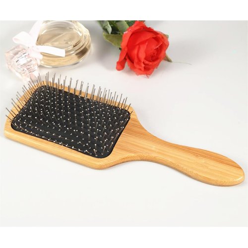 JYHY Keratin Oil Infused Natural Wooden Massage Hair paddle Brush/Beauty SPA Massager Massage Comb/Big Size Hair Detangler Brush Improve Hair Growth,Metal Pins