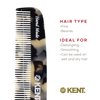 Kent 7T TW All Fine Tooth Pocket Comb for Men - Handmade Hair Comb for Men Grooming and Styling - Travel Comb for Hair Care, Mustache and Beard Care, Use Dry or with Balms, Saw Cut for Wet or Dry.