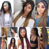 Headband Wigs for Black Women Box Braided Wig Twist Crochet Hair Cornrow Braids Ombre Gray Long Senegalese Twist Braided Headband Wig Crochet Braids with Scarf Wig Turban Wrap Wig Braids 30 Inch