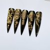 NAIL ANGEL 26Sheets Nail Art Adhesive Sticker Sheets Different Gold Color Luxury Shapes Sticker Nail Art Deco 10300