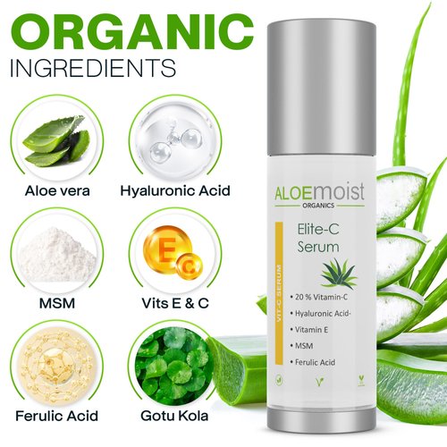 Elite Vitamin C Serum for Face with Hyaluronic Acid, Pure Aloe Vera Gel, Vitamin E Oil: Anti Aging Skin Firming Serum, Pore Minimizer & Dark Spot Corrector for Face (.5 fl oz.)