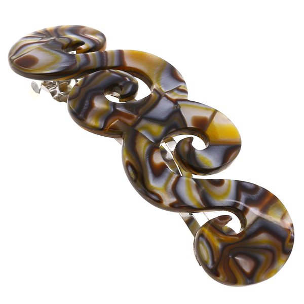 Camila Paris CP2485 French Hair Barrette Clip for Girls, Handmade, Onyx, Gold Metal Clasp Strong Hold Grip Hair Clips for Women, No Slip and Durable Styling Girls Hair Accessories, Made in France