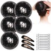 KKTOCHVC Bun Dancer Hair net Ballet Dance Skating Bun Cover Elastic Band Hair Nets with Hairpins for Women Girls Bun (Black-With Lace & Drawstring)