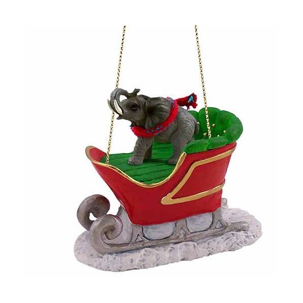 Elephant Sleigh Ride Christmas Ornament - Delightful!