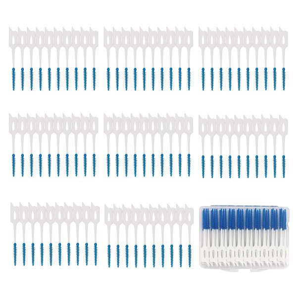 120 Pcs Disposable Interdental Brush Toothpick Dental Tooth Cleaning Tool for Oral Deep Clean Health Care (White-Blue)