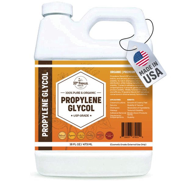 Propylene Glycol USP (16 oz) Certified Food Grade; Non-GMO Moisturizer, Solvent, Emulsifier, Humectant, Soaps, Lotions, Antifreeze, Fog Machines | Highest Purity Manufactured in USA | 16 FL OZ