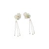 Chinese Hair Sticks Set Hanfu Style Long Tassel Hairpin Vintage Camellia Flower Pearl Hair Pins Hair Comb Earrings Set Hair Jewelry Accessories