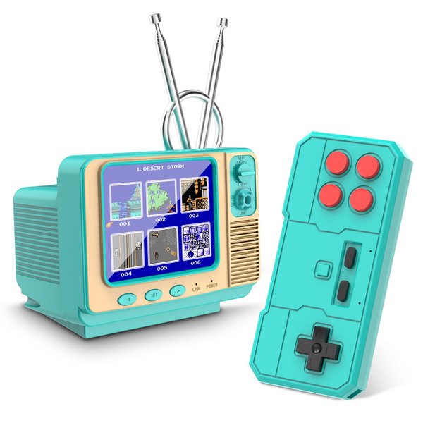 Handheld Games for Kids Aldults - GV300S 168 Classic Retro Video Game- 3.0 Inch Screen Electronic Mini TV Style Support for Connecting TV and Two Players . (Blue)