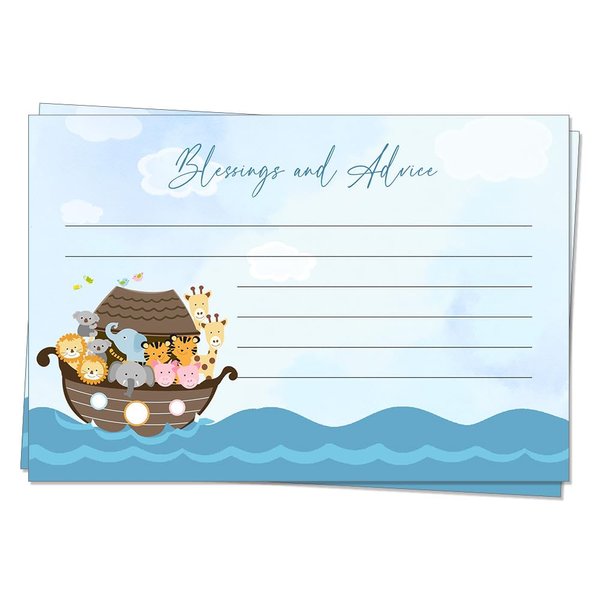 The Invite Lady Noah's Ark Blessings Cards, Blessings and Advice, Boy, Girl, Baby Shower, Noahs Arc, Noah, Christian, Religious, Arc, Two by Two, Blessing, 24 Printed Cards