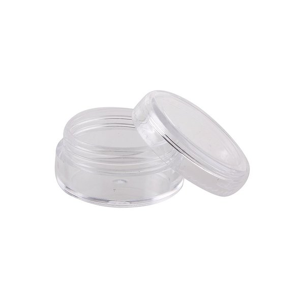 Clear Empty 5 Gram 5ML 1 1/4" inch X Height: 3/4 inch Size Empty Clear Plastic Cosmetic Containers tiny bottle/Powder Container/Eye shadow Container Lot/Cosmetic Containers Pot Jars (100PCS)