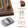 Wooden Cribbage Board Game Set, Travel Cribbage Board with Storage and Collapsible, with Magnetic Lock / 9 Metal Pegs/Full Deck of Cards, Family Board Games for Kids and Adults