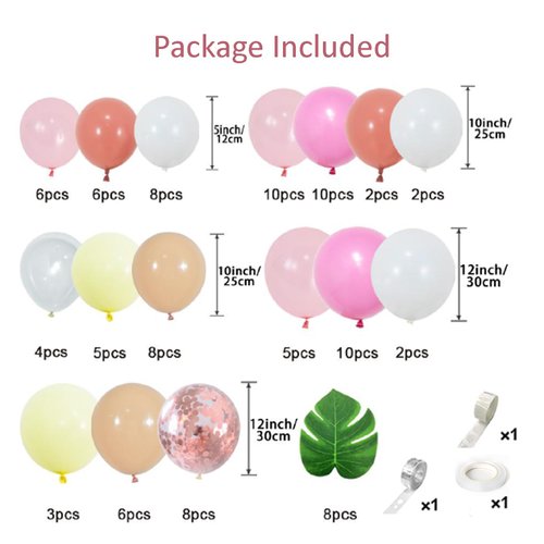 Maznyu 106Pcs Tropical Balloon Arch Garland Kit, Aloha Luau Hawaiian Flamingo Party Decorations Blush Peach Pastel Hot Pink Orange Rose Gold Confetti Balloons Palm Leaves Birthday Baby Shower Supplies