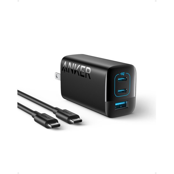Anker 67W USB C Charger, 3 Port PIQ 3.0 Compact and Foldable Fast Charger for MacBook Pro, iPad, Galaxy, Pixel, iPhone and More (5ft USB C to USB C Cable Included)