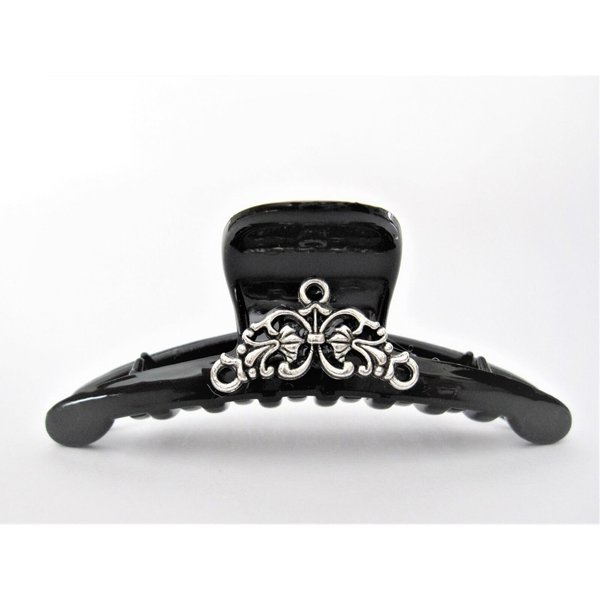 Generic Black and silver metal design hair claw clip for fine, thin hair