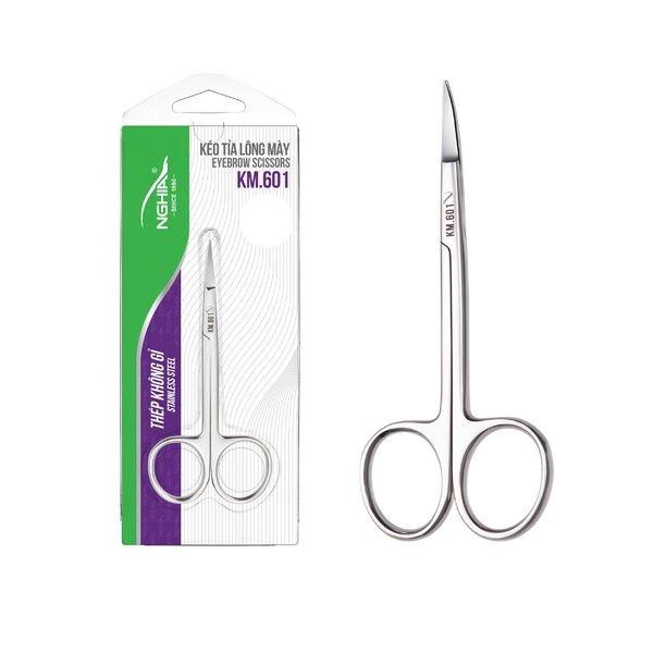 NGHIA Stainless Steel KM-601 - Curved Facial Hair Scissor, Eyebrow Trimmer, Growing Scissor for shaving Nose and Mustache Trimming - For Men and Women