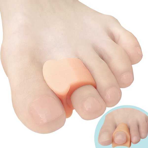 Chiroplax Gel Toe Spacers Separators Corrector Bunion Relief Overlapping Hammer Toe Straightener Spreader Hallux Valgus Splint, 6 Pack (Size Regular, Beige)