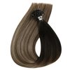 Sunny U Tip Hair Extensions Human Hair Ombre Prebonded Keratin Hair Extensions Utip Black Ombre Dark Brown Balayage Ash Blonde Utips Real Hair Extensions Hot Fusion Silky Hair 50g 20inch