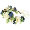 June Bloomy Flower Girl Wedding Headpiece Bridal Flower Crown Spring Wreath BOHO Garland Halo(Royal Blue White)