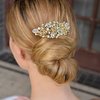 EVER FAITH Women's Austrian Crystal Wedding Clover Flower Leaf Hair Comb Clear Gold-Tone