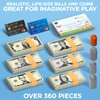 Play Money Set for Kids, Fake Money for Pretend Play – Looks Real, Best Toy Money for Play and Learning – Kit Includes: Bills, Coins, Credit Card, and Checkbook