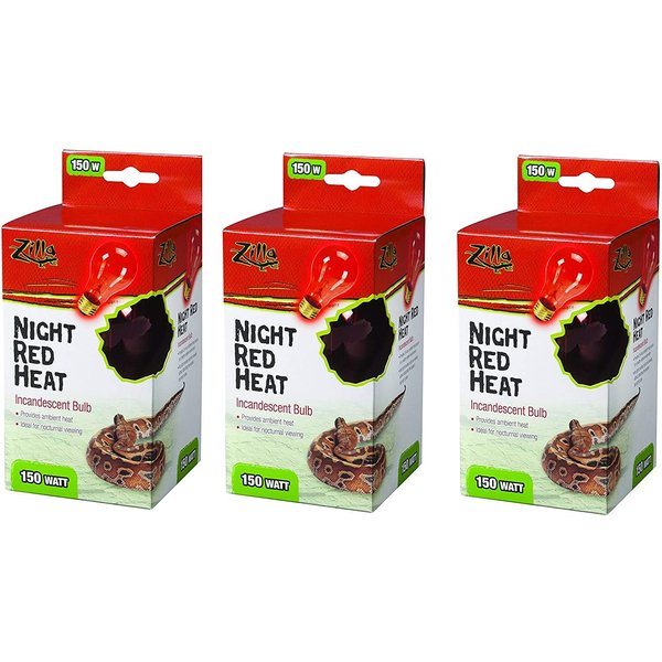 Zilla Incandescent Bulb, Night Red Heat, 150 Watt (3 Pack)