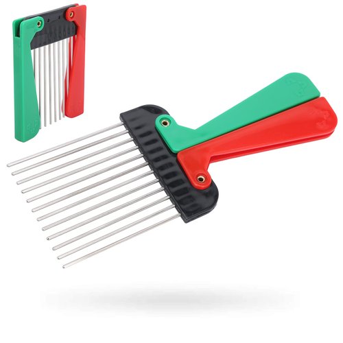 Metal Pick Comb Portable Folding Handle Wide Tooth Comb for Woman and Men (1PCS)