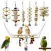 BWOGUE 7 Packs Bird Parrot Toys Natural Wood Chewing Toy Bird Cage Toys Hanging Swing Hammock Climbing Ladders Toys for Small Parakeets, Cockatiels, Conures, Finches,Budgie, Parrots, Love Birds