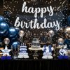 Blue Sliver Party Decorations, 12Pcs Blue Sliver Honeycomb Birthday Decorations, Elegant Blue Sliver Table Toppers Party Decorations for Women, Perfect Birthday Table Decorations