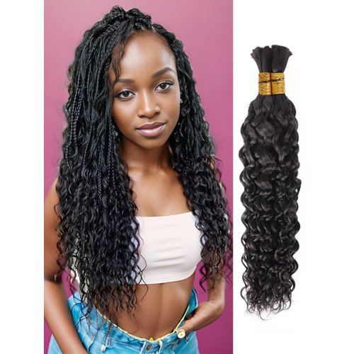 Human Braiding Hair Water Wave Bulk Human Hair for Braiding 1 Bundle 100g 16 Inch No Weft 10A Brazilian Virgin Curly Human Hair Extensions for Boho Braids Wet and Wavy Human Hair Braiding Hair