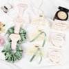 DEEKA 24 Pcs Bridesmaid Gifts Set Pearl Hair Claw Clips & Tie the Knot Bridesmaid Bracelet & Satin Scrunchies Proposal Gift Box Bridal Party Gift Bachelorette Party Favors (White&Sage Green)