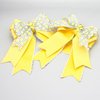 Yellow & White Equestrian Hair Bows-Available on French Barrette, Alligator Clip, Ponytail Elastic (Pair of Bows 6" Tail Alligator Clip) (French Barrette)